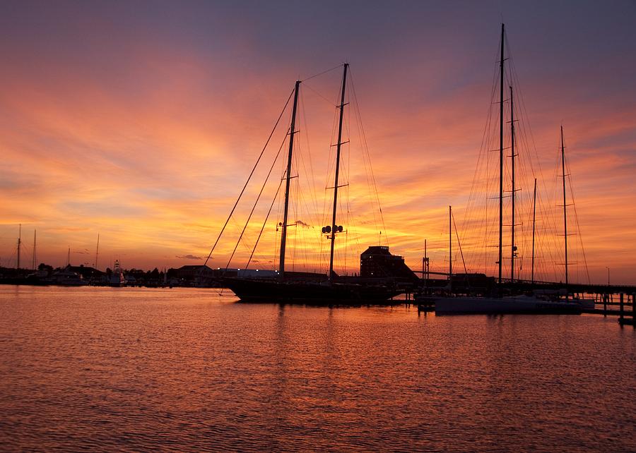 Sunset Photograph - Sunset Tall Ships by Steven Natanson