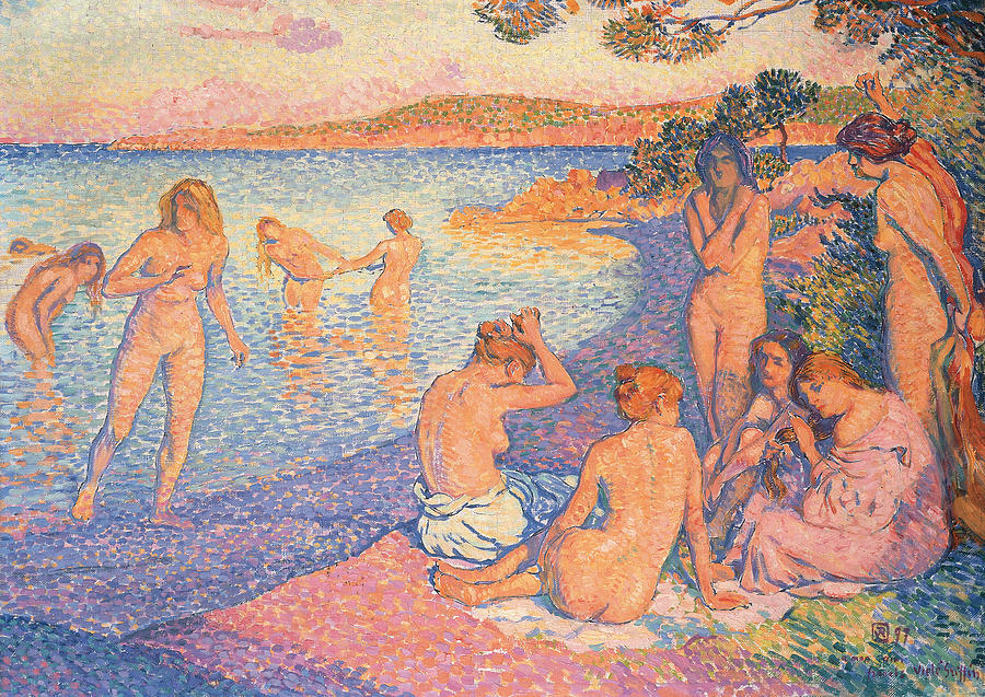 Sunset Painting by Theo Van Rysselberghe