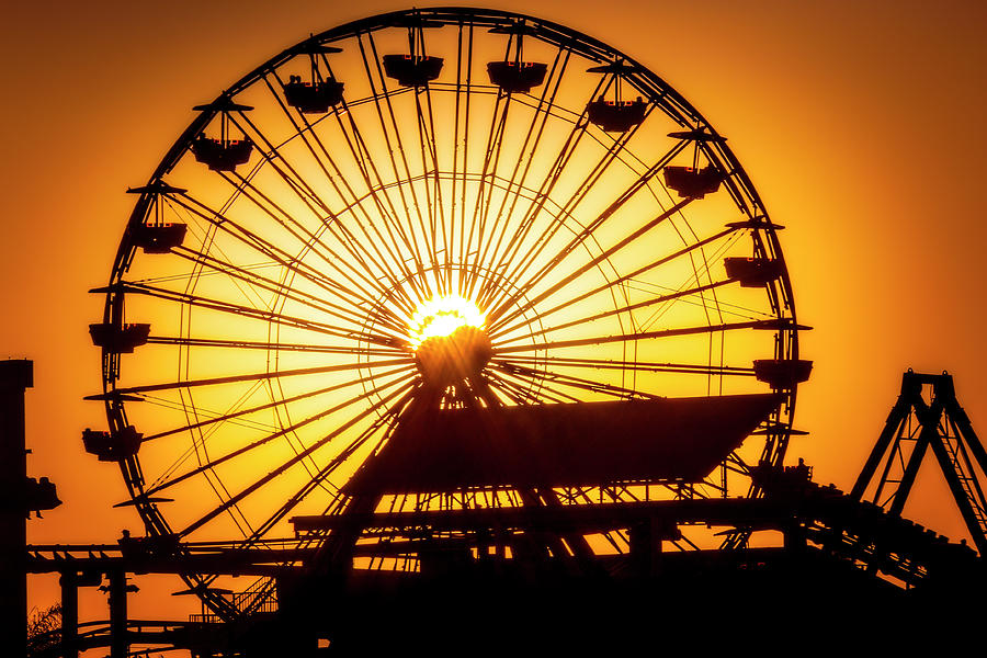 Sunset Through Ferris Wheel Photograph by Garry Gay
