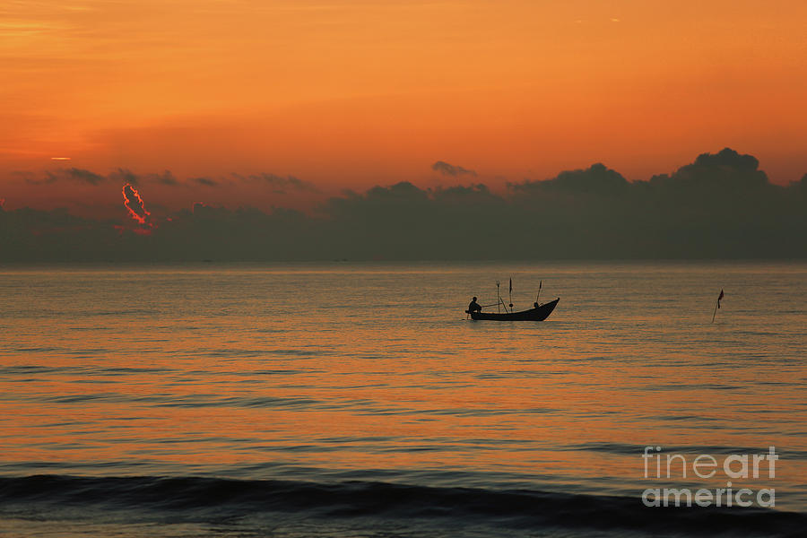 Saigon Photograph - Sunset Tone Fisherman Bay by Chuck Kuhn