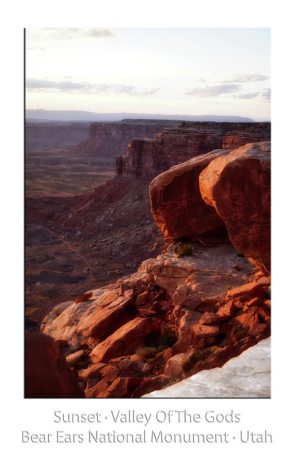Sunset Tour Valley Of The Gods Utah Vertical 01 Text Photograph by Thomas Woolworth