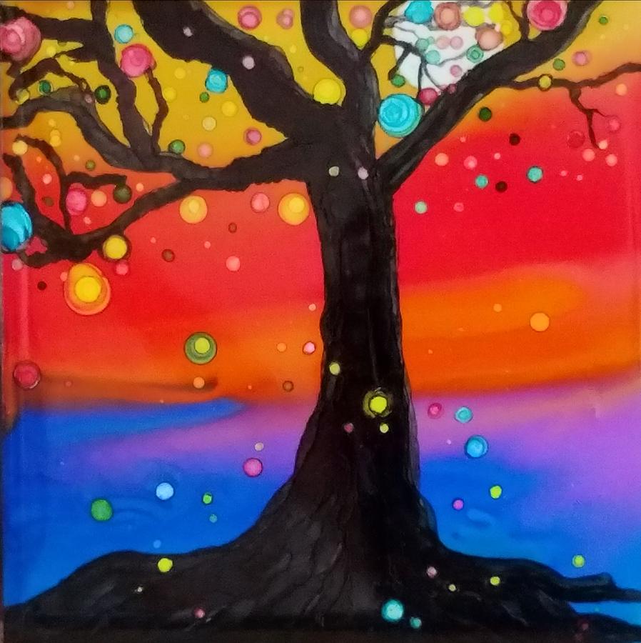 Sunset Tree Painting by Gerry Smith