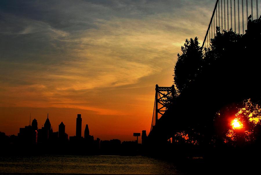 Philadelphia Photograph - Sunset Under Ben Franklin Bridge Philadelphia Skyline View by Matt Quest