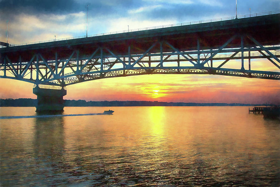 Sunset Under The Coleman Bridge Photograph