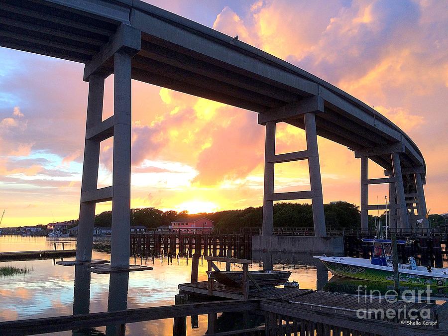 Sunset Under The Holden Beach Bridge Photograph by Shelia Kempf