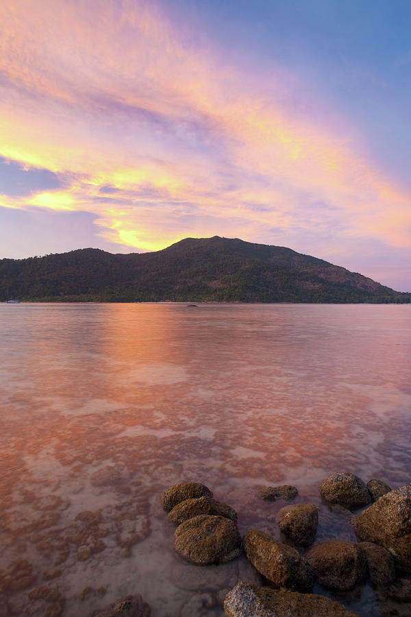 Sunset Underwater Coral Rocks Red Clouds Photograph by Pius Lee - Fine ...