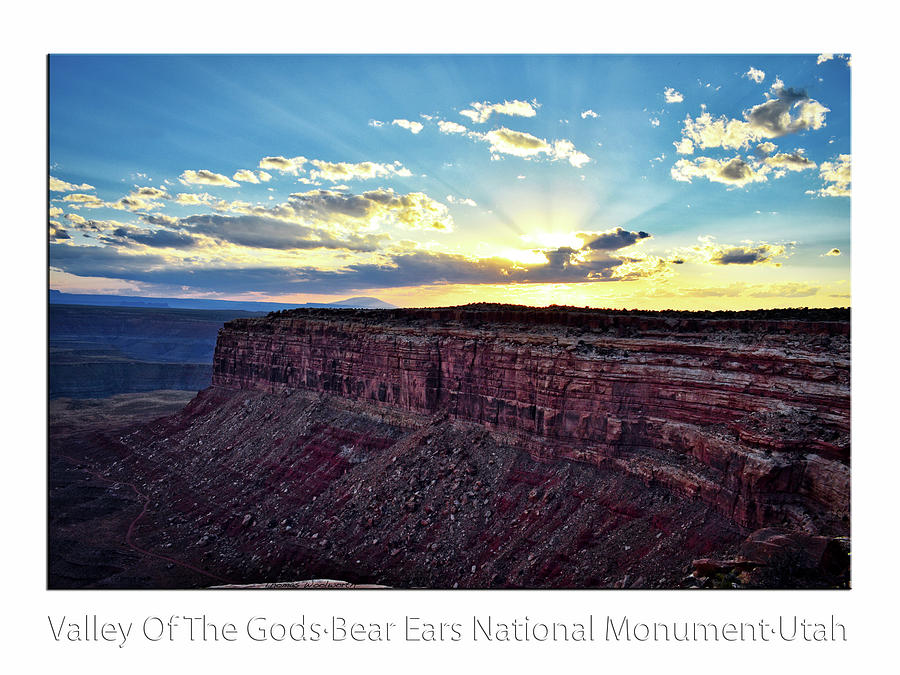 Sunset Valley Of The Gods Utah 03 Text Photograph by Thomas Woolworth