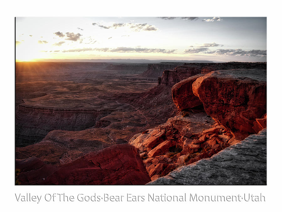 Sunset Valley Of The Gods Utah 09 Text Photograph by Thomas Woolworth
