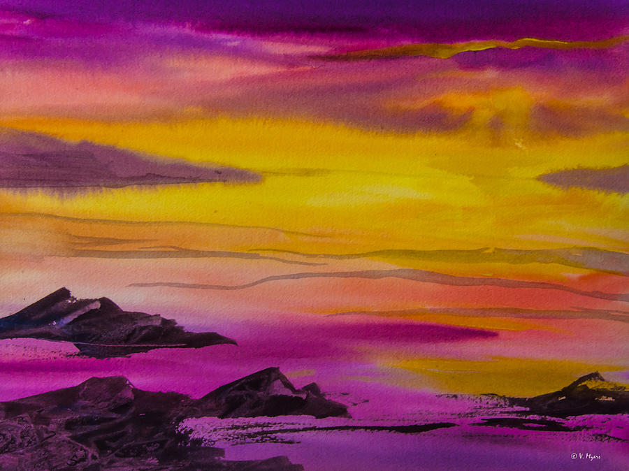 Sunset in Socal Painting by Vickie Myers