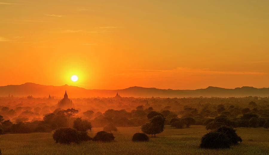 Sunset View Of Bagan Pagoda Photograph