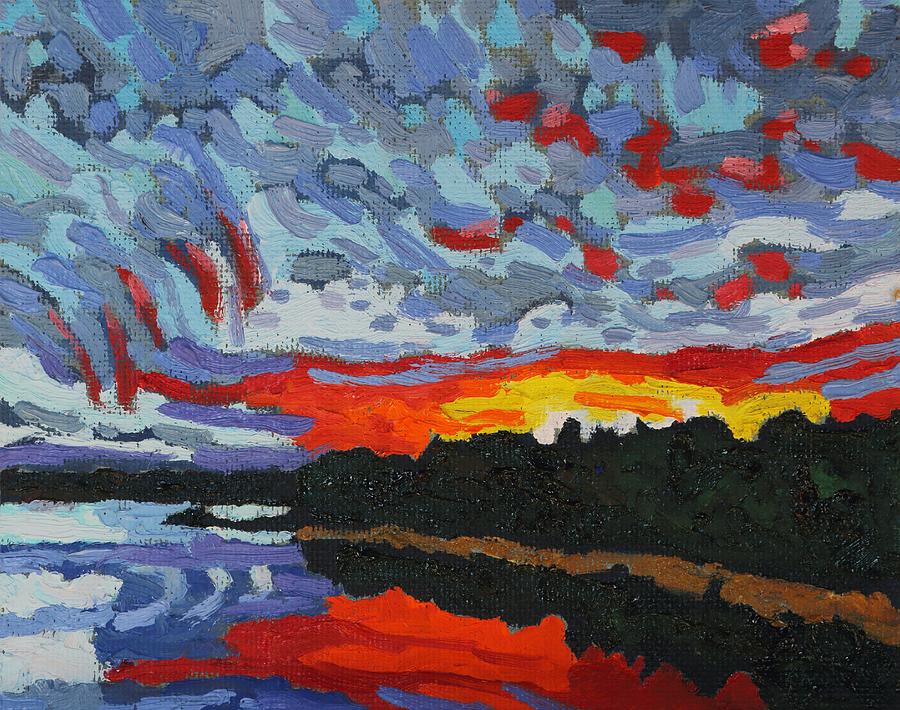 Sunset Virga Trails Painting by Phil Chadwick