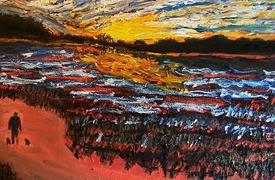 Sunset Walk Painting by Ira Stark Sunset Walk Painting by Ira Stark