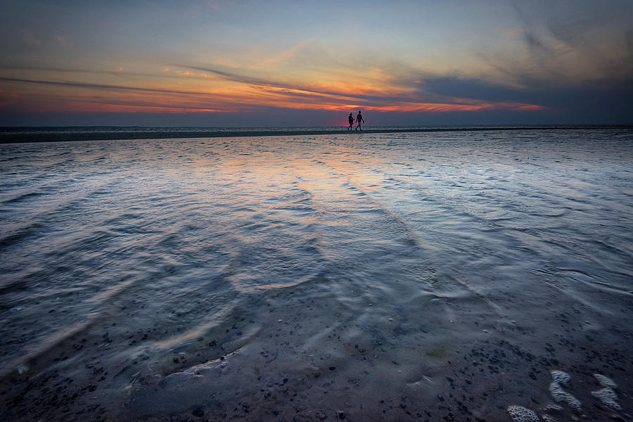 Sunset Photograph - Sunset Walk on West Meadow Beach by Rick Berk