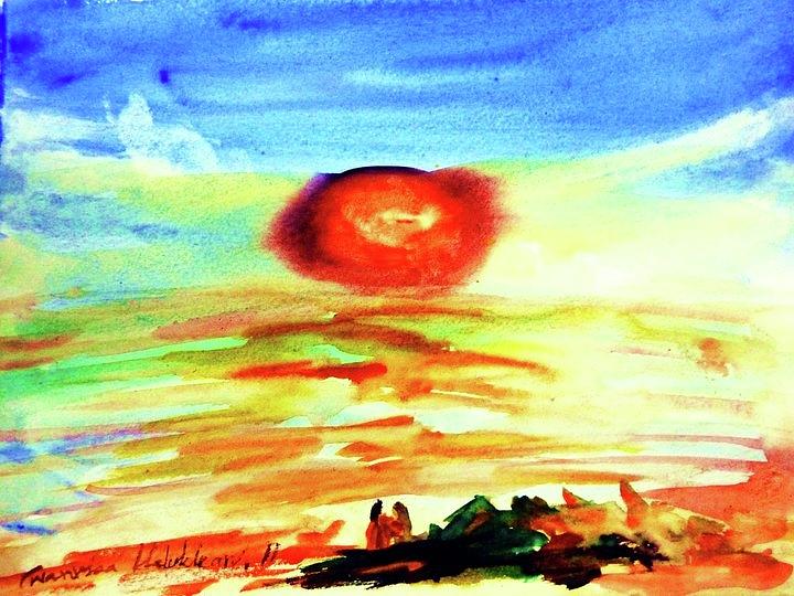 Sunset Painting by Wanvisa Klawklean