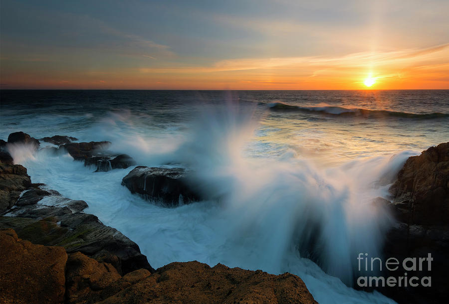 Sunset Photograph - Sunset Waves Crash by Michael Dawson