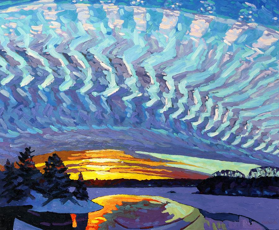 Sunset Waves Nite Painting by Phil Chadwick