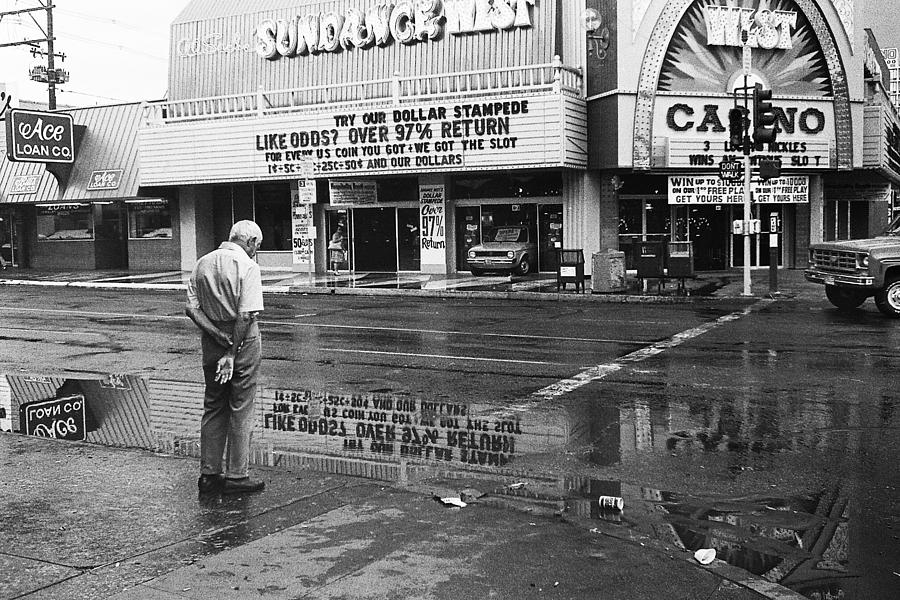 Sunset West Casino in the rain Casino Center Las Vegas Nevada 1979  Photograph by David Lee Guss