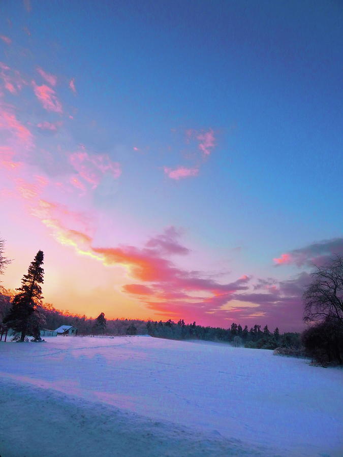 Winter Sunset Sky Maine  Photograph by Priscilla Batzell Expressionist Art Studio Gallery