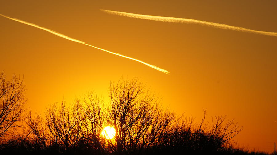 Sunset With Contrails Photograph by Jay Huston - Fine Art America