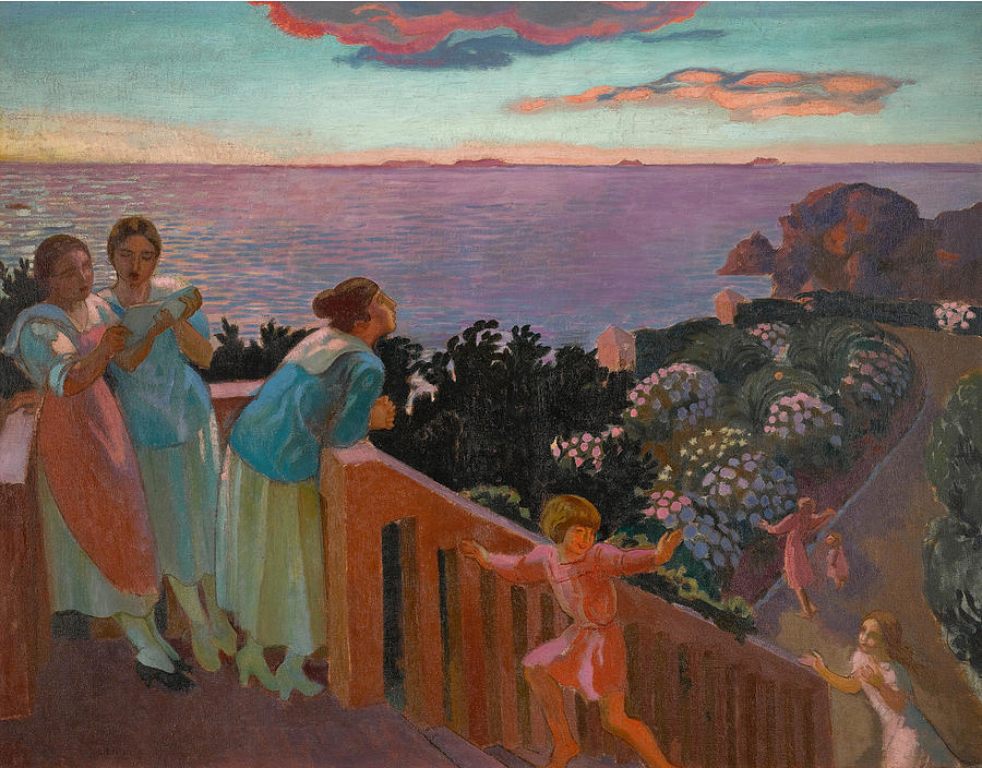 Sunset with Hortensias Painting by Maurice Denis