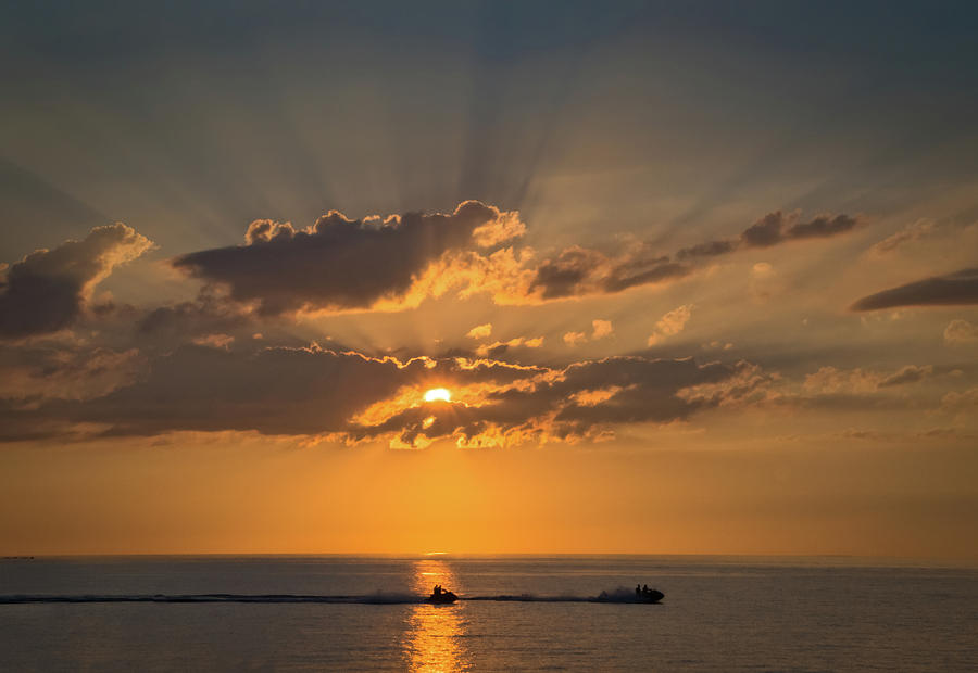 Sunset with Jet Ski, Lake Erie, Ohio Photograph by Ina Kratzsch Pixels
