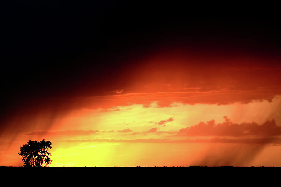 Sunset with rain in scenic Saskatchewan Digital Art by Mark Duffy