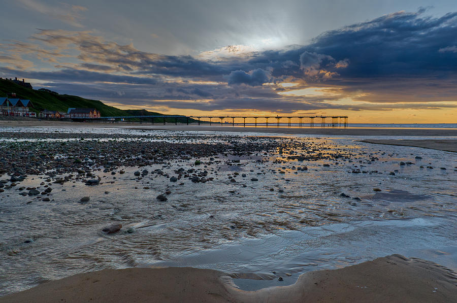 Sunset with Saltburn pier Photograph by Gary Eason