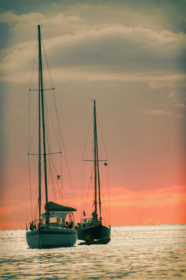 Sunset Photograph - Sunset Yachts by Konstantin Sevostyanov