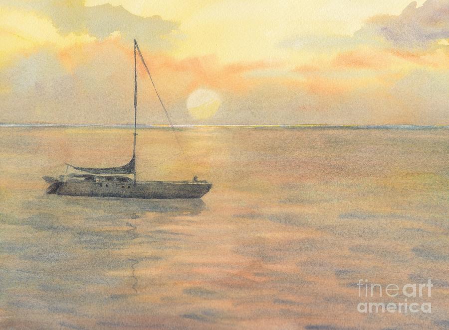 Sunset Painting - Sunset by Watercolor Meditations