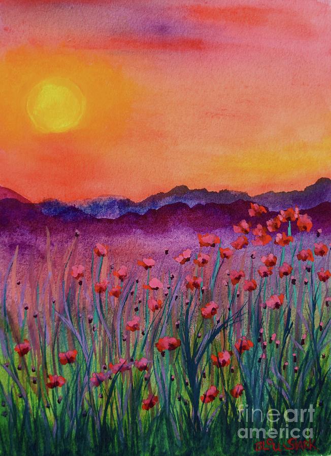Sunsets and Poppies  Painting by Barrie Stark