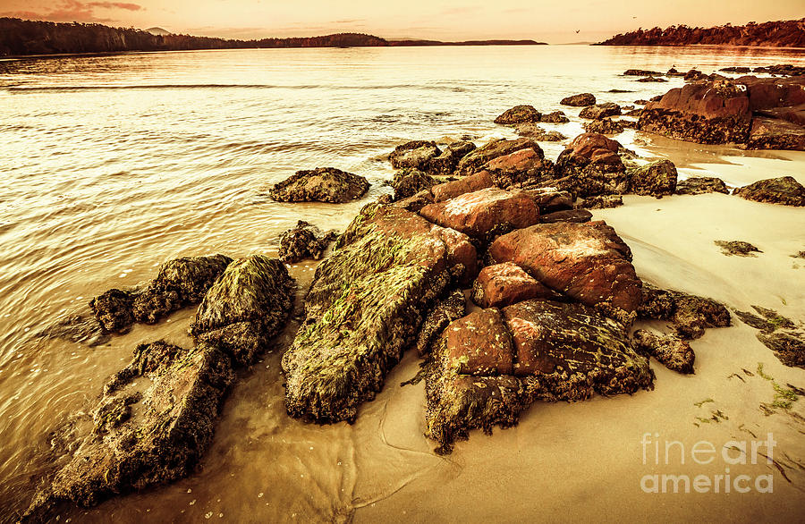 Sunsets and sea stones Photograph by Jorgo Photography