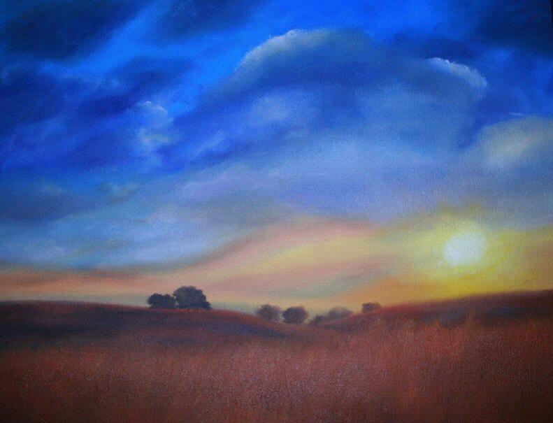 Sunsets and wheatfeilds Painting by Sonia Richard - Fine Art America