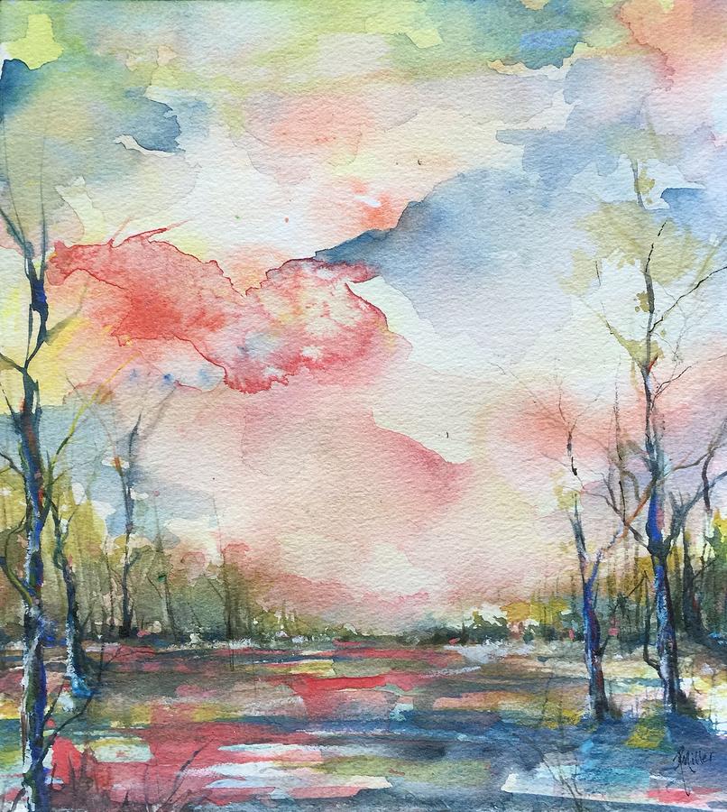 Sunsets Grace On the River Painting by Robin Miller-Bookhout