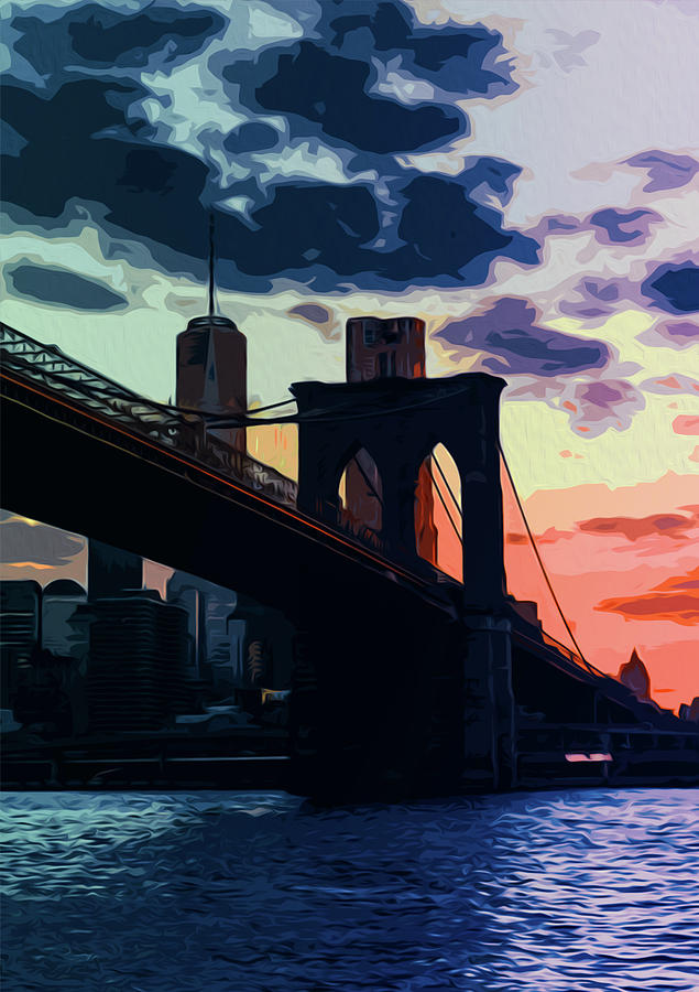 Sunsets of New York City  Painting by AM FineArtPrints