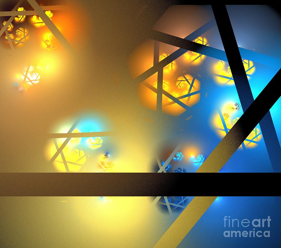 Abstract Digital Art - Sunshine Blue Spiral by Kim Sy Ok