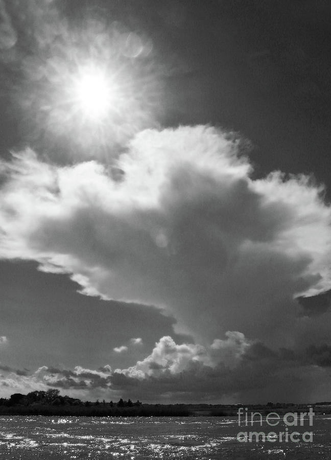 Sunshine, Clouds and the Bay in BW Photograph by Mary Haber