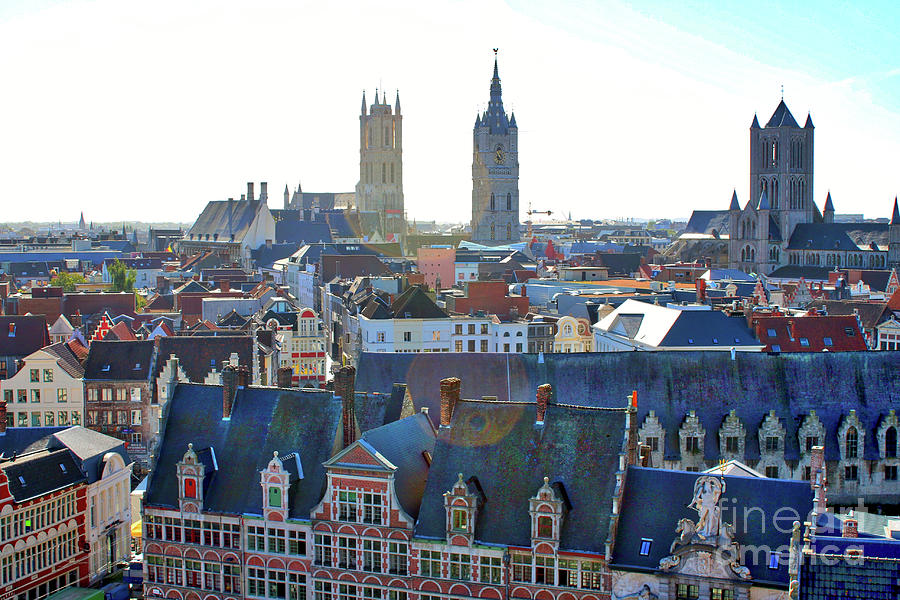 Sunshine over Ghent Rooftops Photograph by Carol Groenen