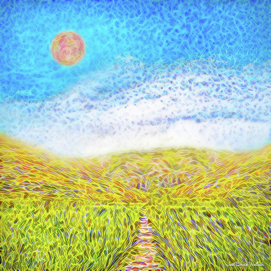 Sunshine Path - Field In Marin California Digital Art by Joel Bruce Wallach