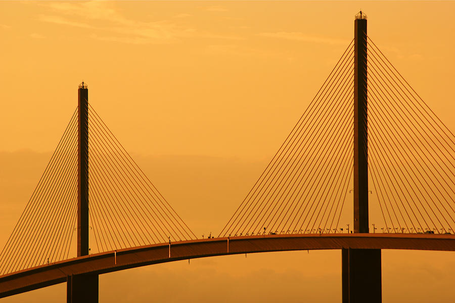 Sunshine Skyway Bridge at Sunset II Photograph by Daniel Woodrum