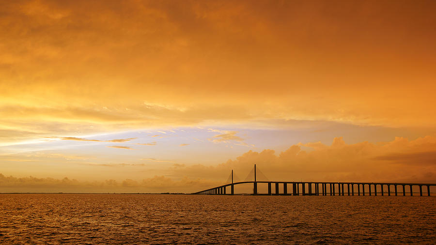 Sunshine Skyway Bridge at Sunset IV Photograph by Daniel Woodrum