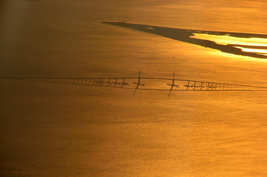 Sunshine Skyway Bridge at Sunset Photograph by T Guy Spencer