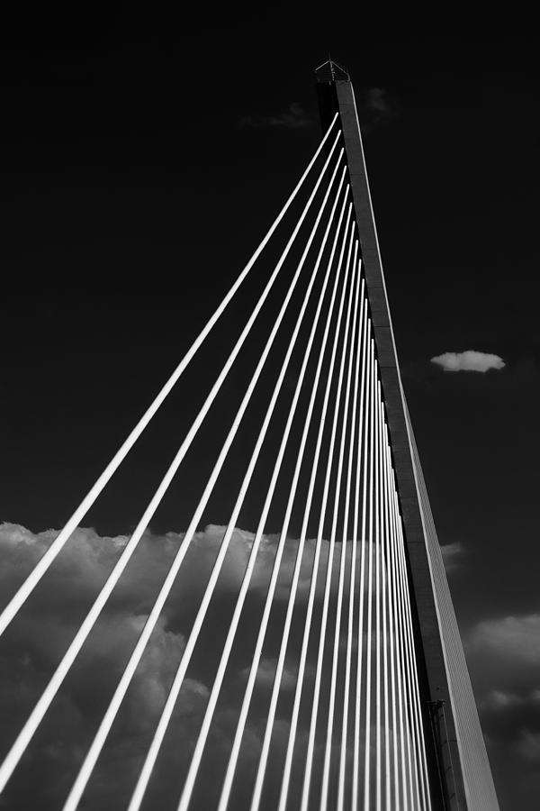 Sunshine Skyway Bridge - Black and White Photograph by Mitch Spence