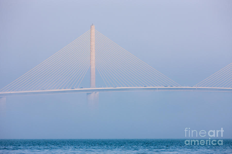 Sunshine Skyway Bridge in Fog I Photograph by Clarence Holmes