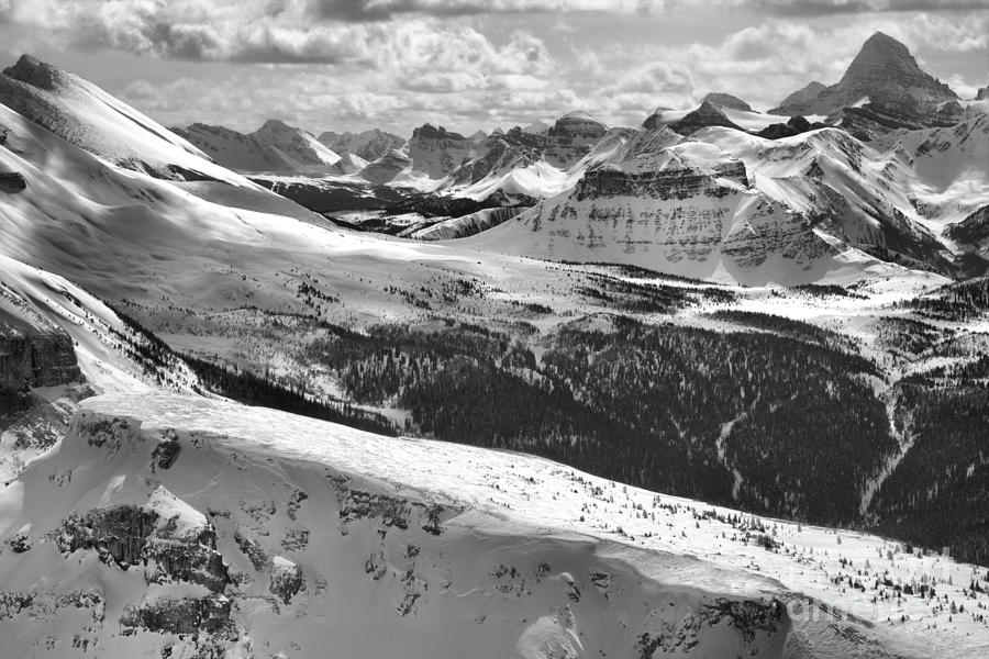 Sunshine Village Canadian Rocky Mountain Views Black And White Photograph by Adam Jewell