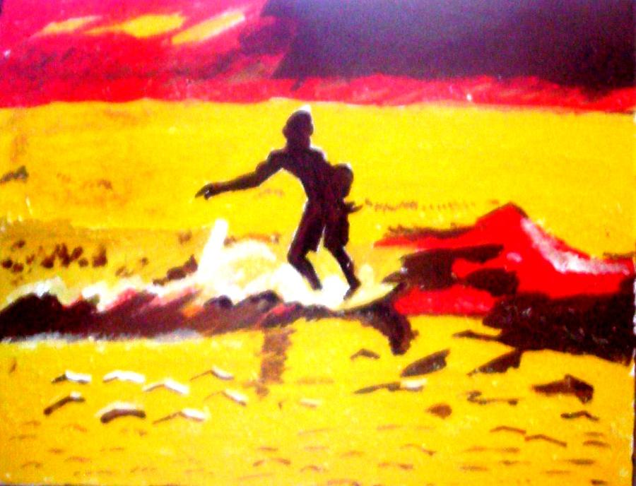 Sunsplashed surf Painting by Lorna Lorraine