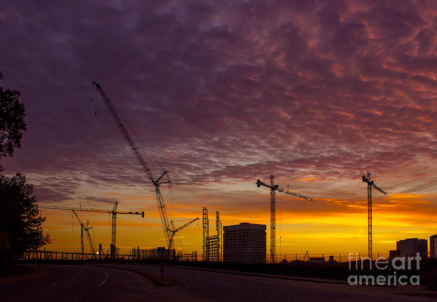 Atlanta Braves Photograph - SunTrust Park Sunrise Cranes Building The Future by Reid Callaway