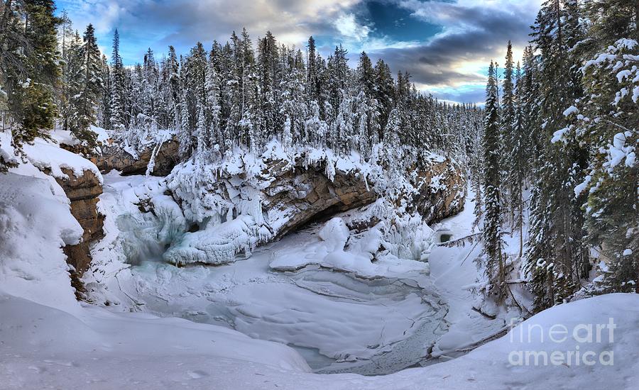 Sunwapta Falls Frozen Panorama Photograph by Adam Jewell