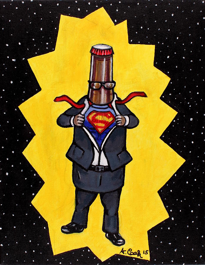 Superman Painting - Super Beer by Adam B Cook