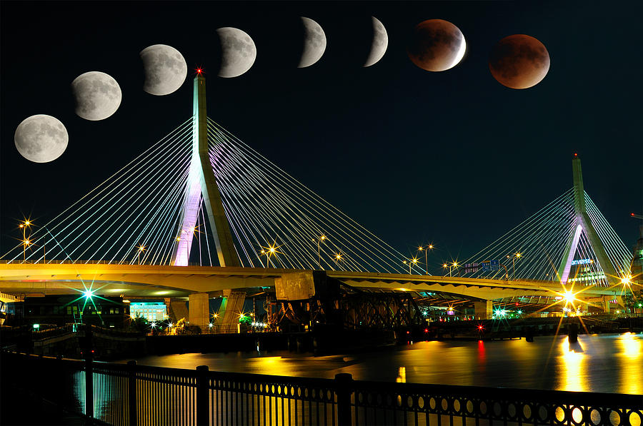 Boston Photograph - Super Blood Moon-Boston, MA by Soon Ming Tsang
