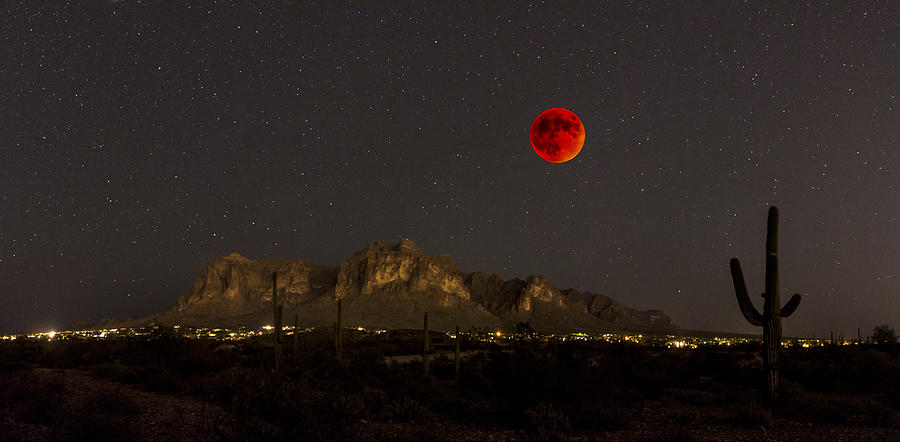 Super Bloodmoon Over The Superstition Mountains Photograph